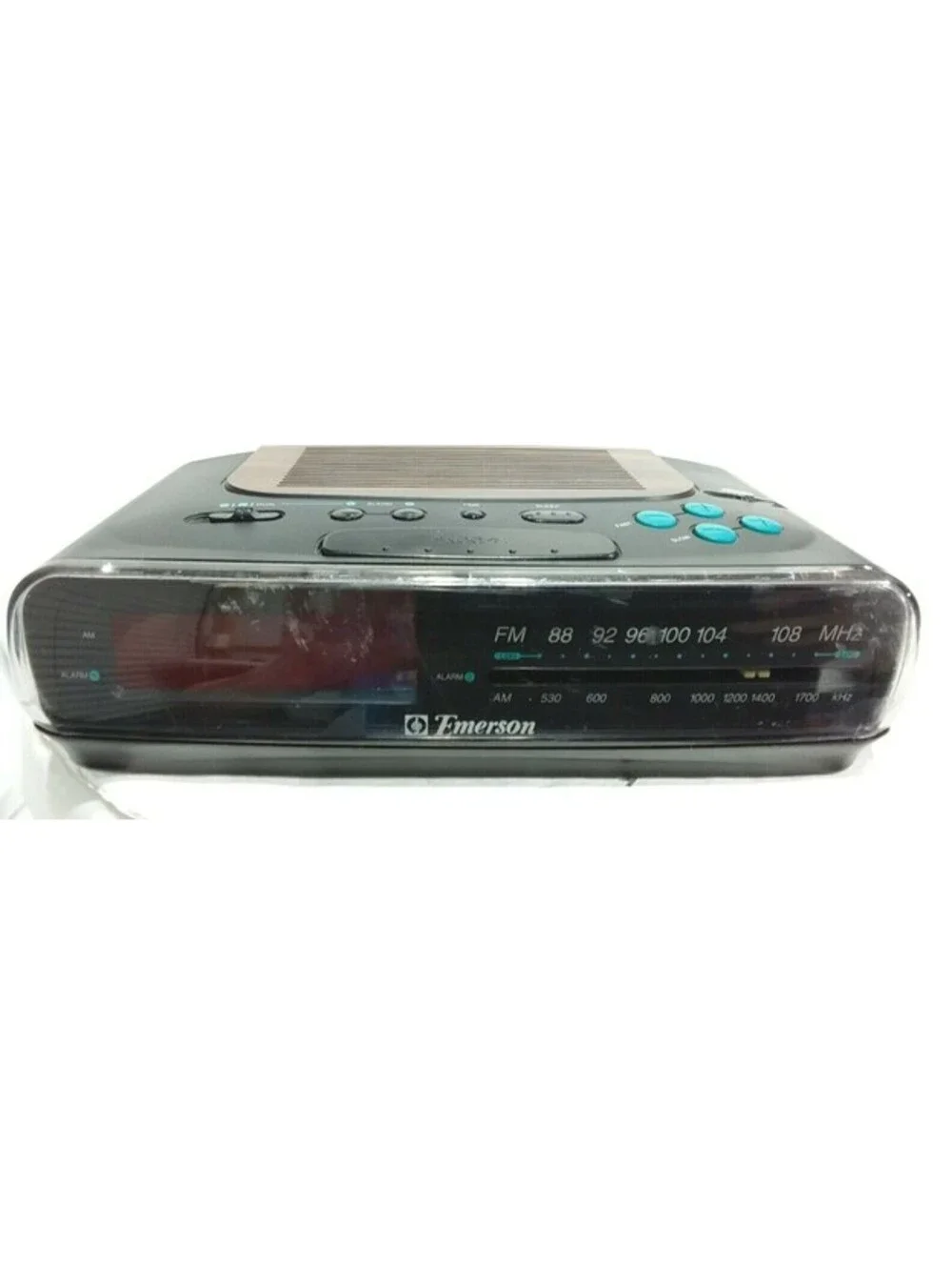 Emerson CK5045 Digital Dual Alarm Clock Radio Black Wood Grain Vintage AM/FM Tes